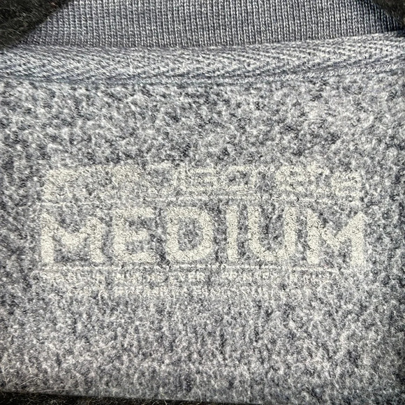 DISCRETE Graphic Logo Crewneck Sweatshirt Blue Raglan Sleeve Gorpcore Camper M - Picture 8 of 11